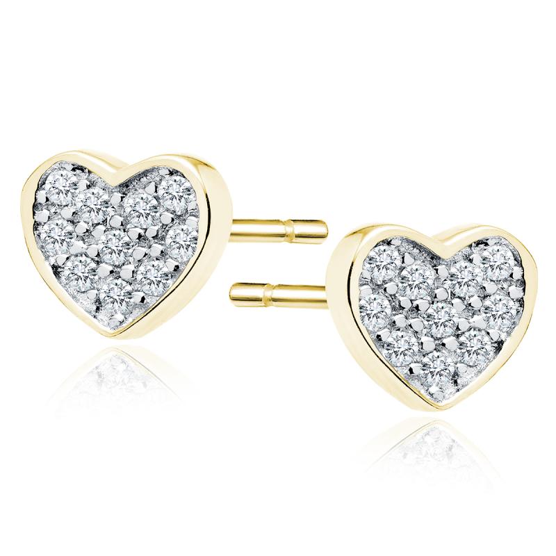 Cercei placati cu aur galben din argint inima cu pietre DiAmanti Z0823EGR-DIA (Argint 925‰ 1,1 g.)